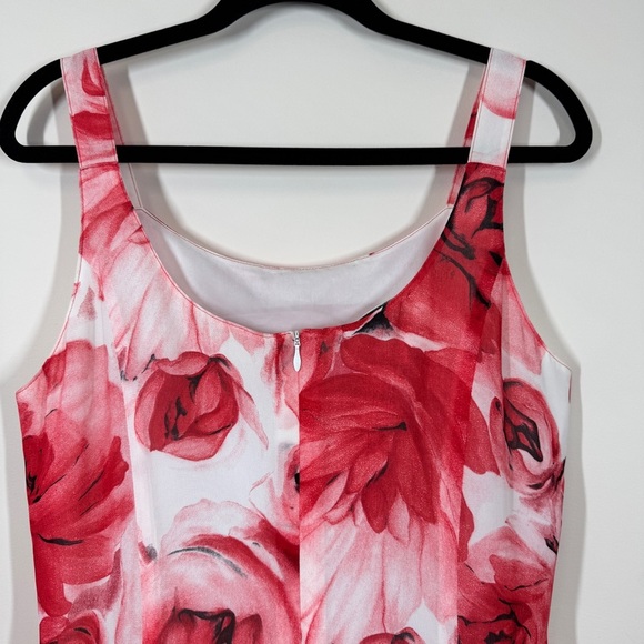 Nienhaus & Lotz Vintage Floral Print Romantic Feminine Red Midi Dress Size Small - Picture 16 of 16